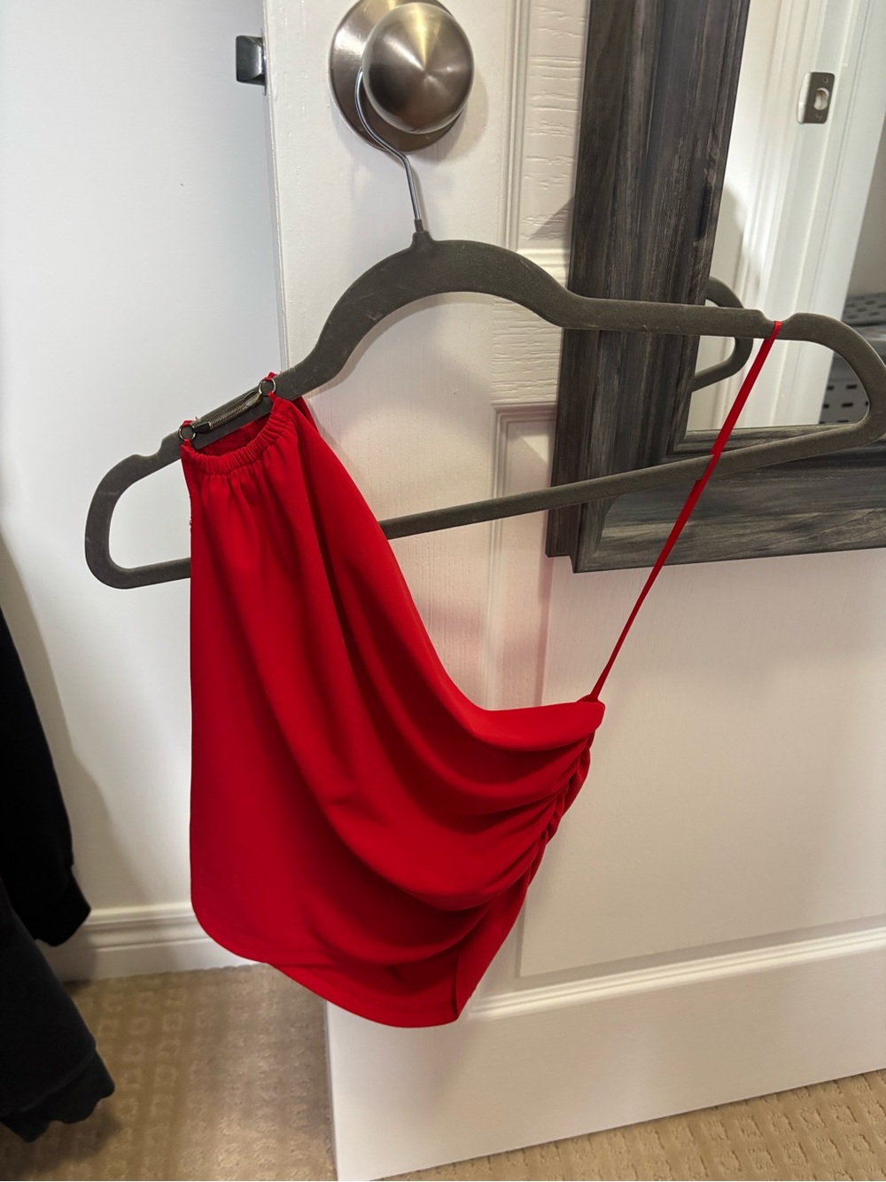 Zara Red Asymmetric One-Shoulder Tank Top